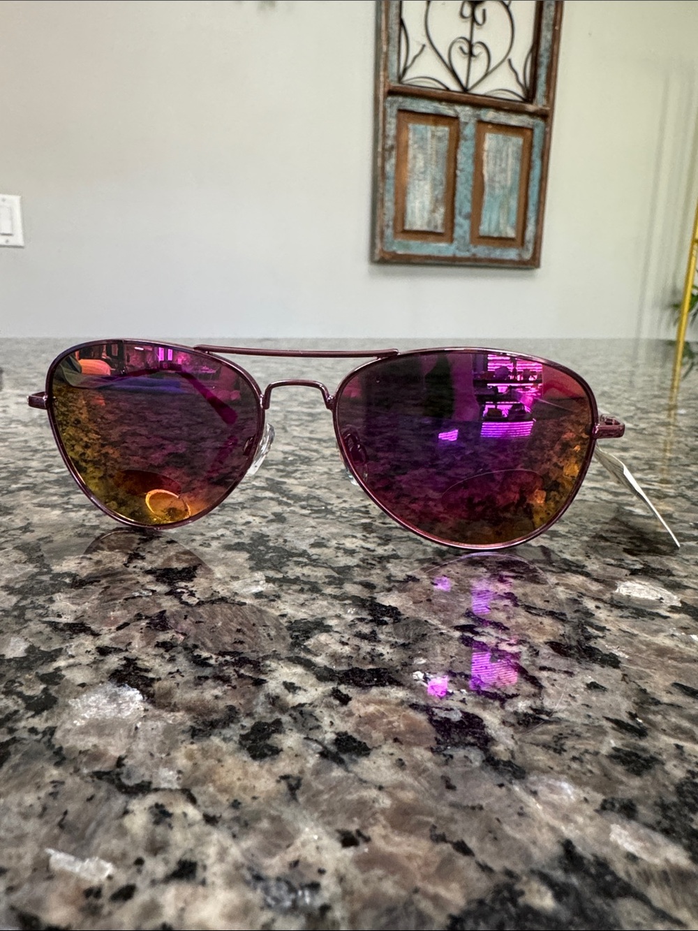 Aviator Sunglasses with Purple-Pink Mirrored Lenses NWT